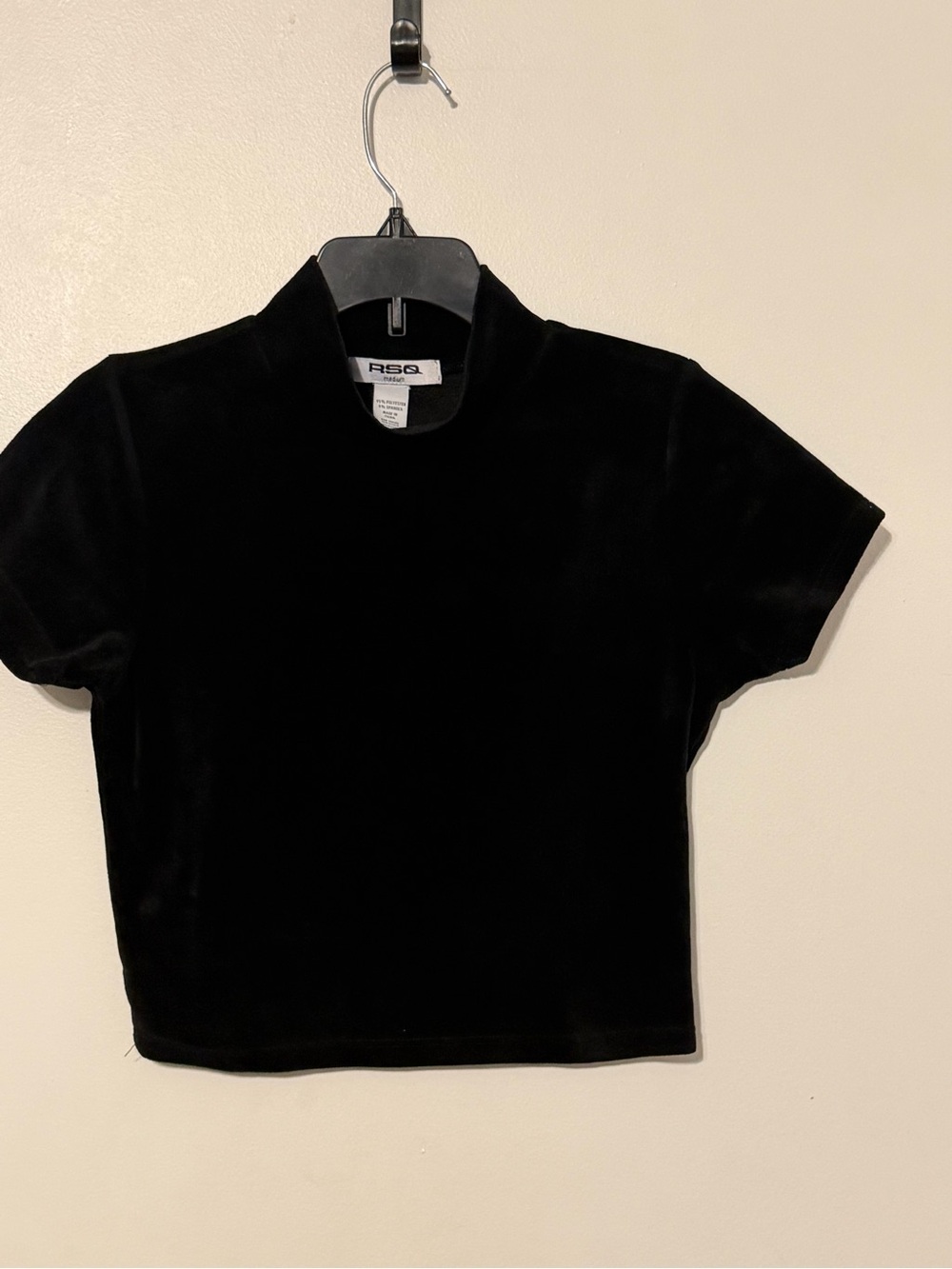 RSQ Black Velvet Top Size M